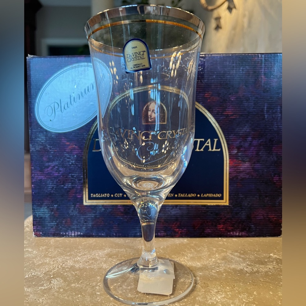 NEW Da Vinci Sabina Platinum and Gold Trim Wine goblets 7 3/4" Set of 6
